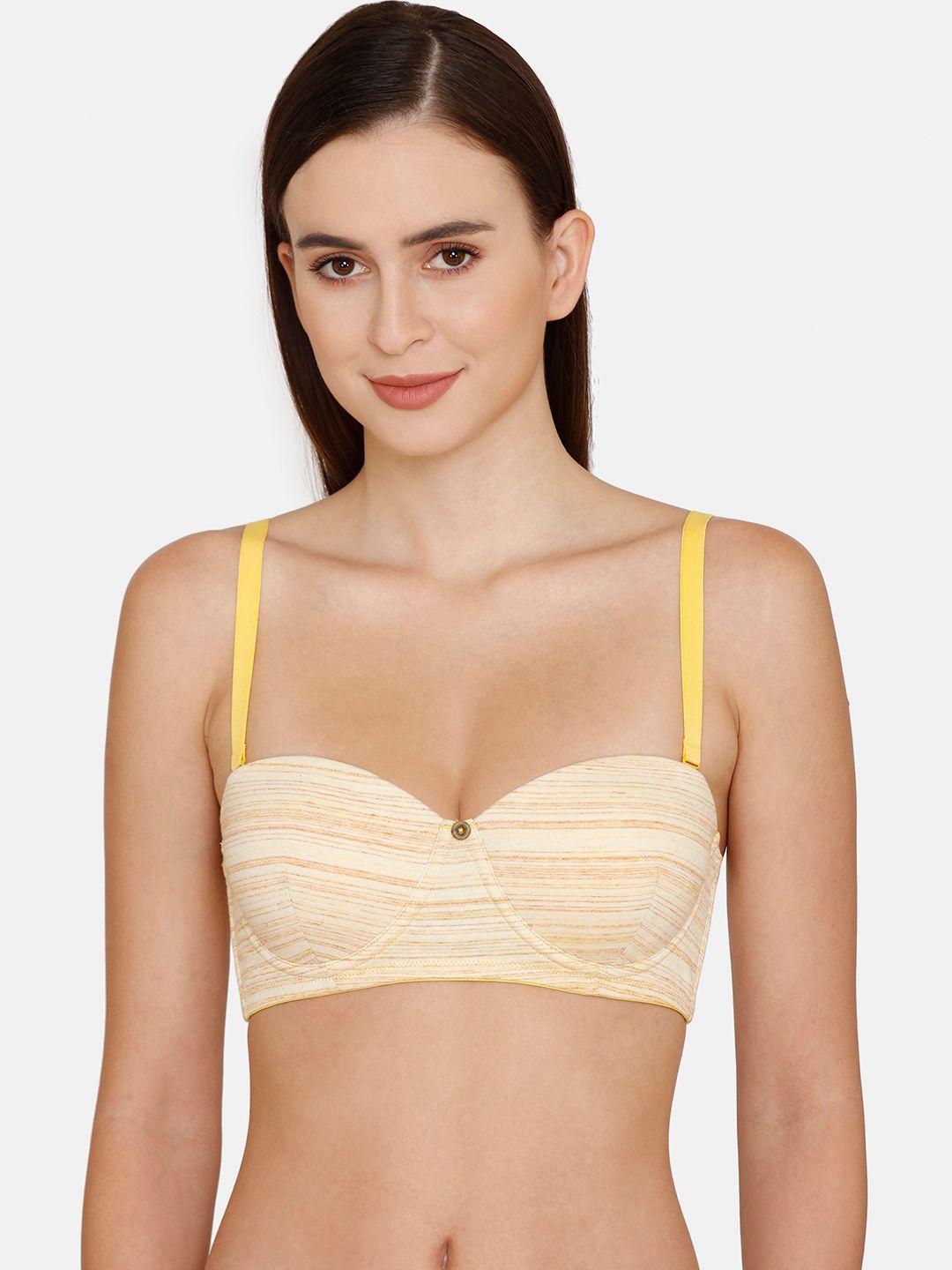 zivame yellow abstract bra underwired lightly padded