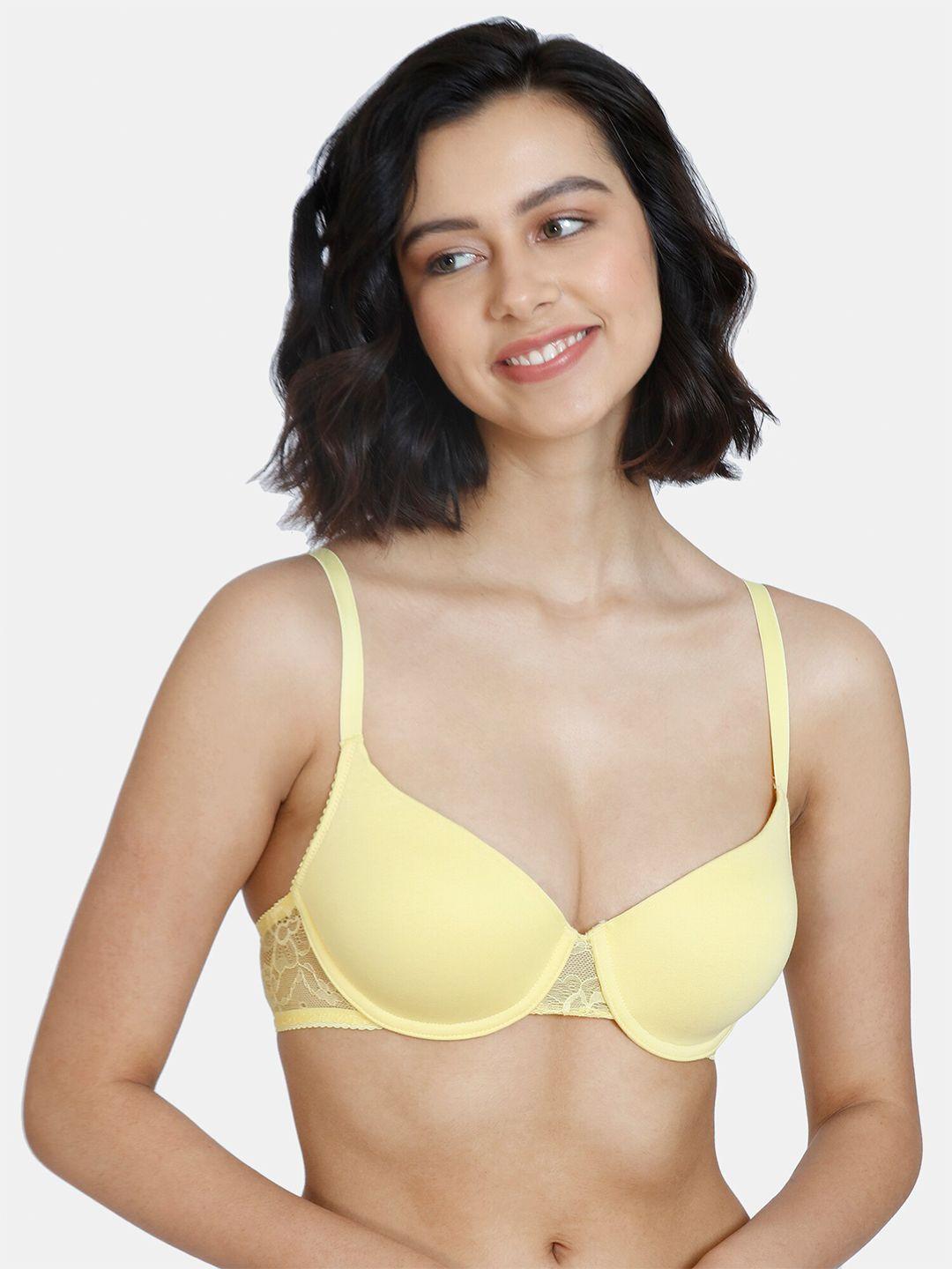 zivame yellow bra underwired lightly padded