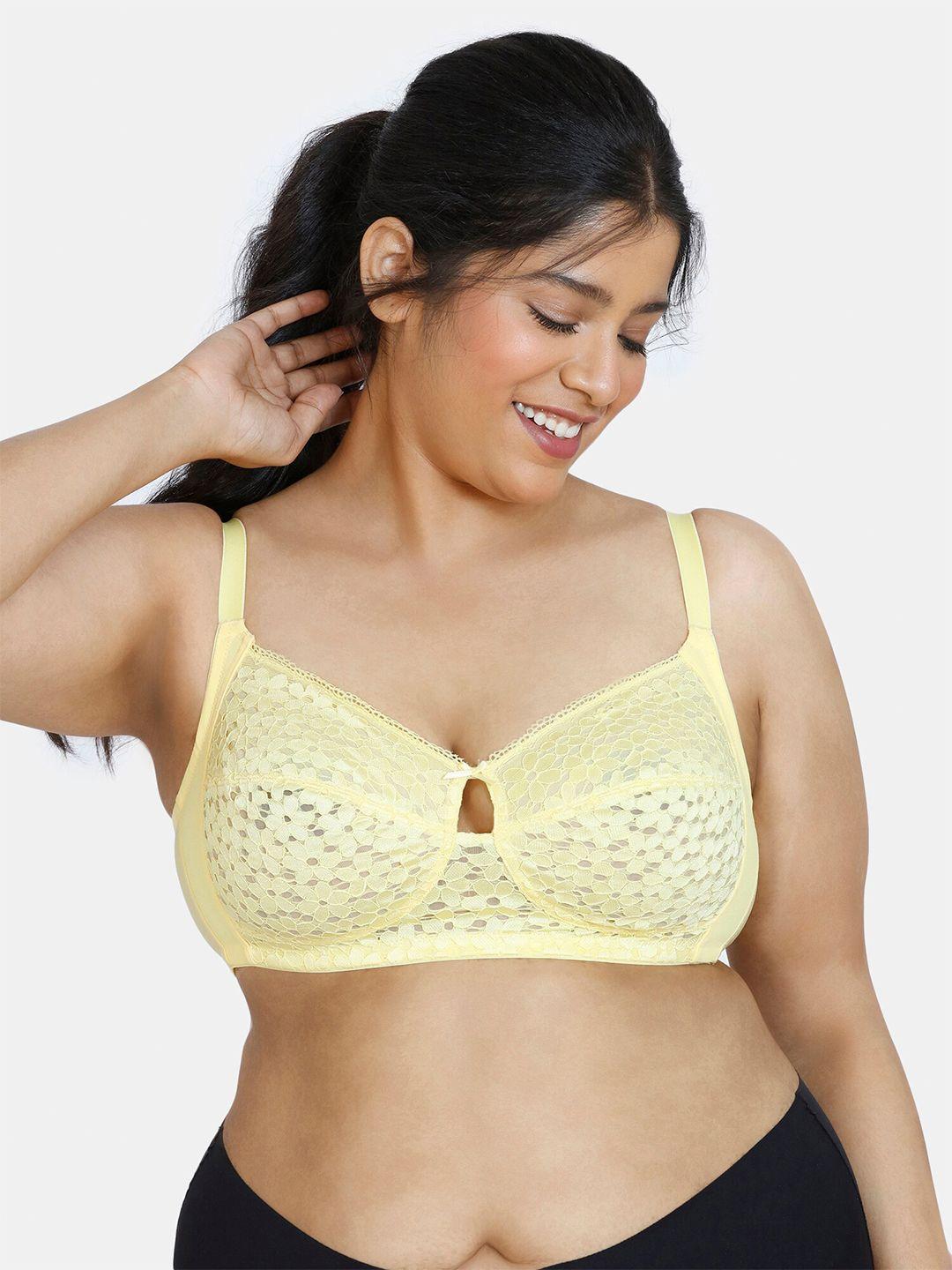 zivame yellow floral non padded non-wired bra