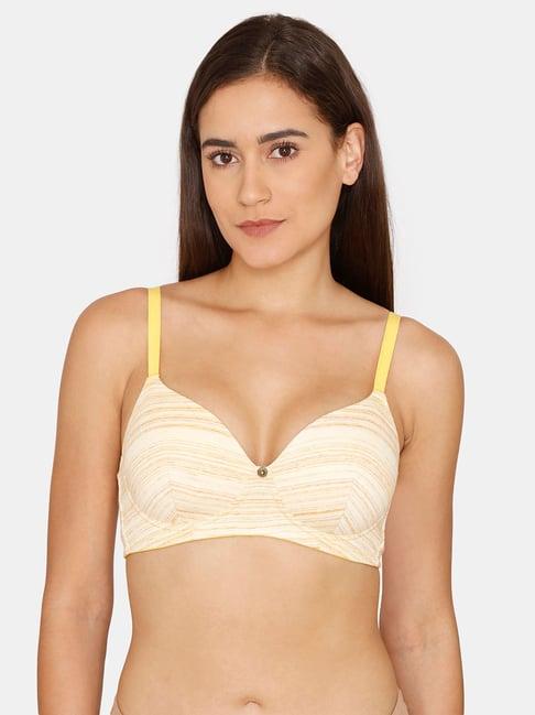 zivame yellow non-wired padded t-shirt bra