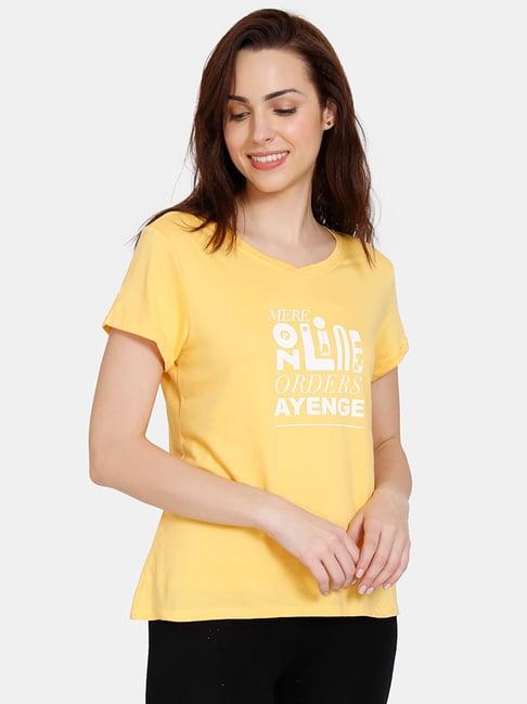 zivame yellow printed t-shirt
