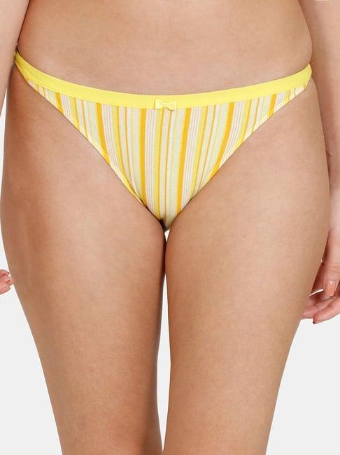 zivame yellow striped bikini panty