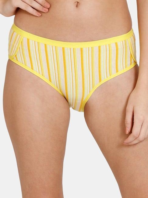 zivame yellow striped hipster panty