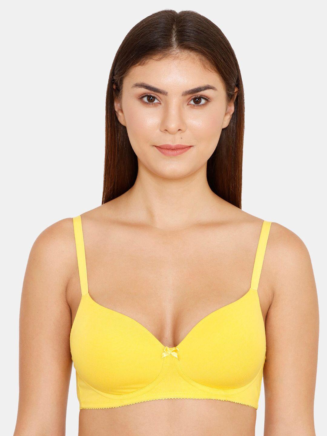 zivame yellow t-shirt bra-lightly padded zi1137corebyelw