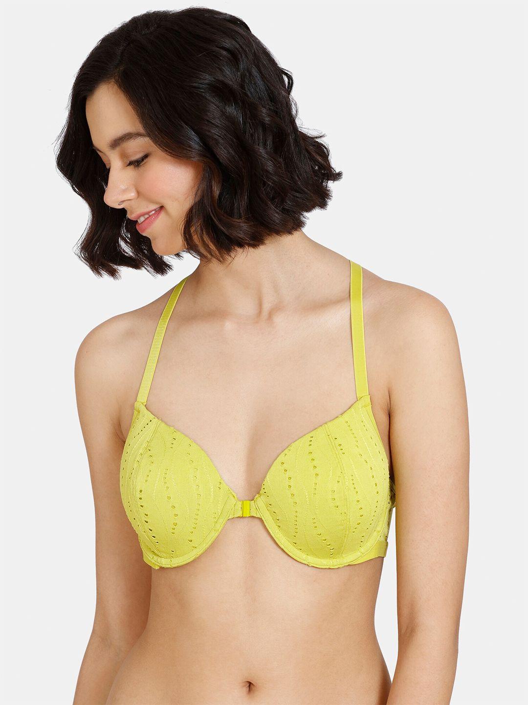 zivame yellow underwired lightly padded bra