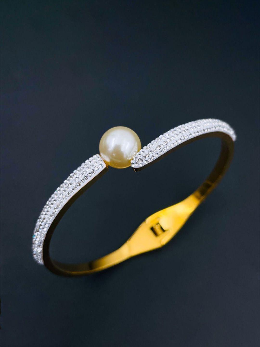 zivom women 18k gold-plated cubic zirconia cuff bracelet