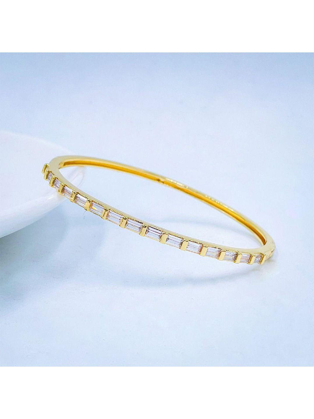 zivom brass cubic zirconia gold-plated bangle-style bracelet