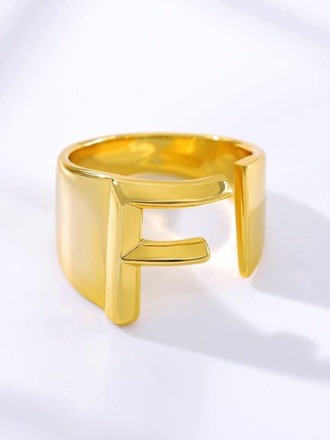 zivom copper gold-plated 18k alphabet f adjustable ring