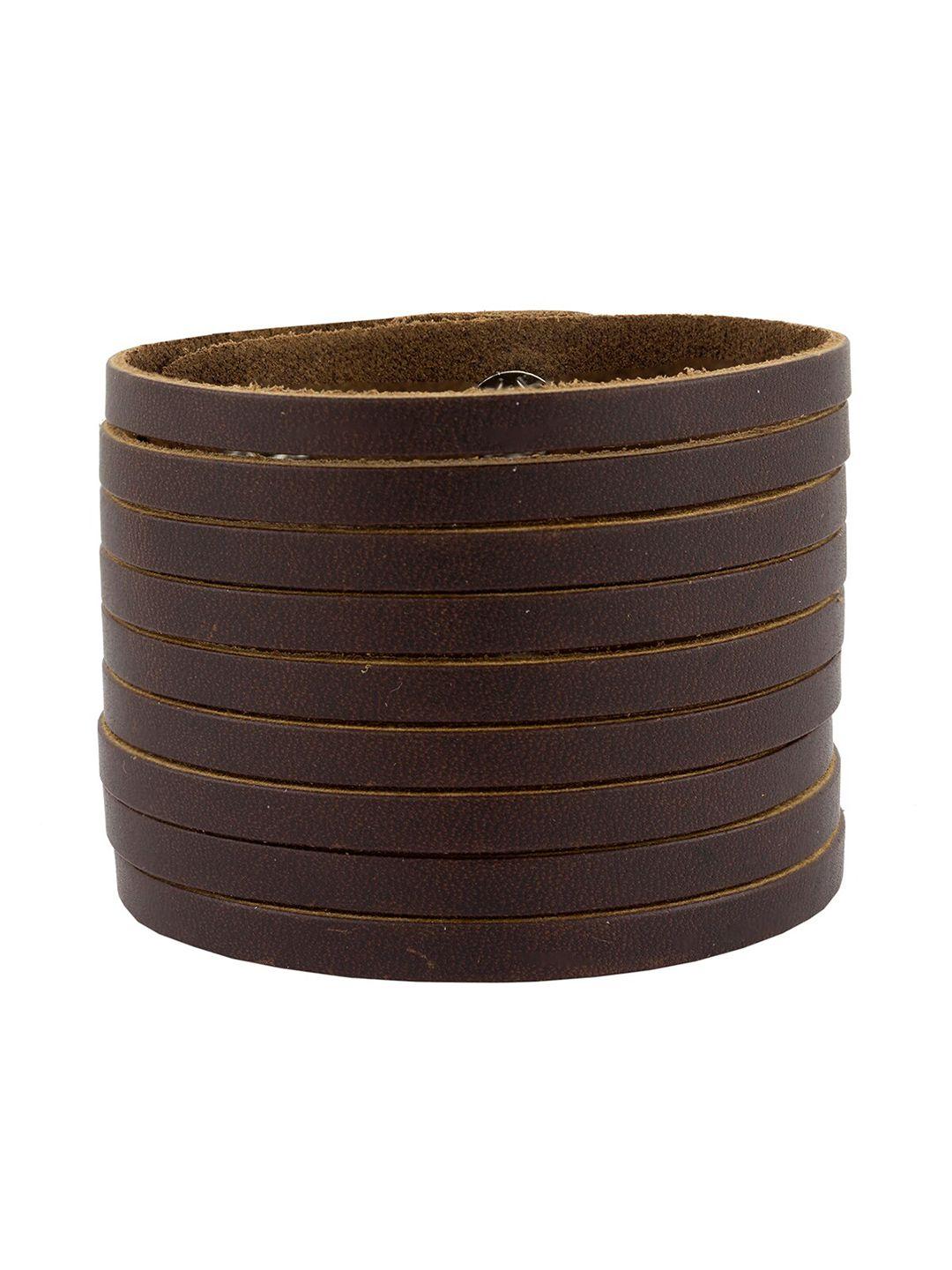 zivom men brown leather wraparound bracelet