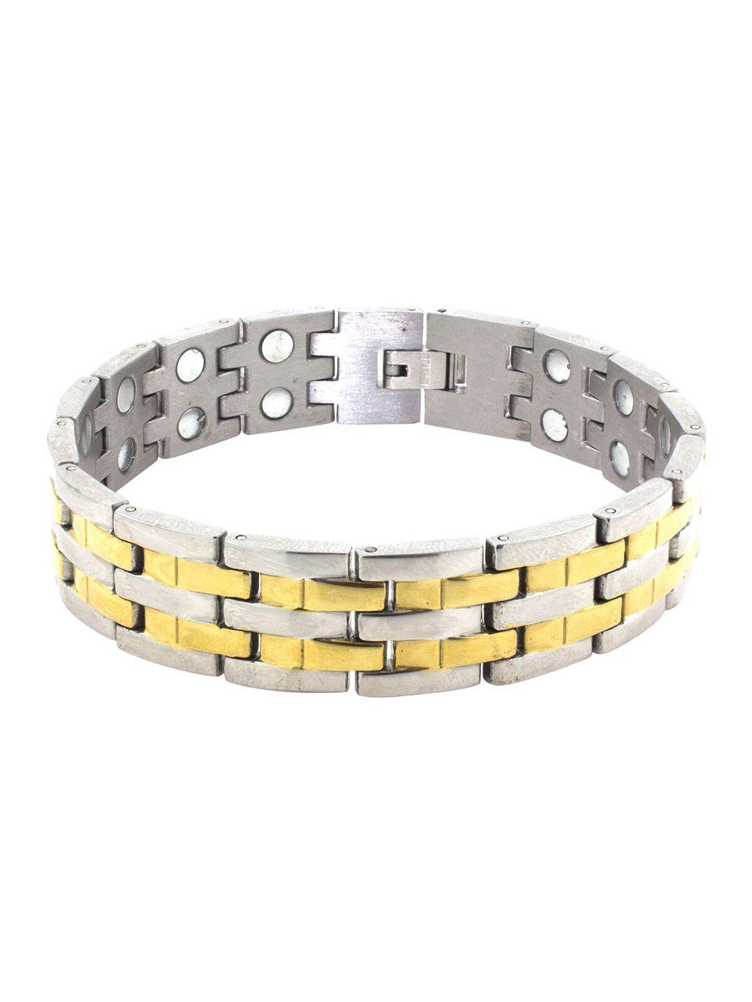 zivom men gold-toned & silver-toned gold-plated wraparound bracelet