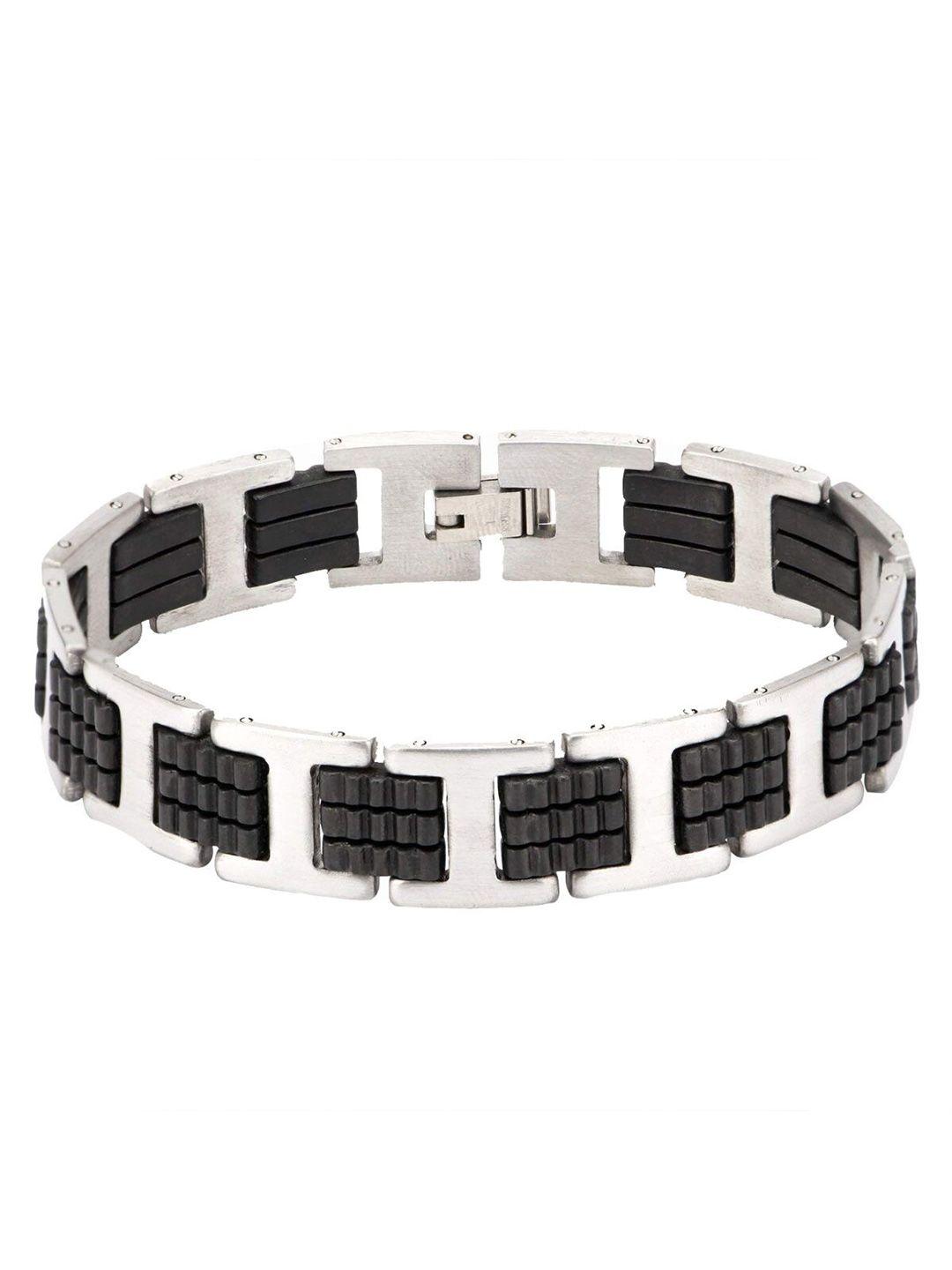 zivom men sea green & black rhodium-plated link bracelet