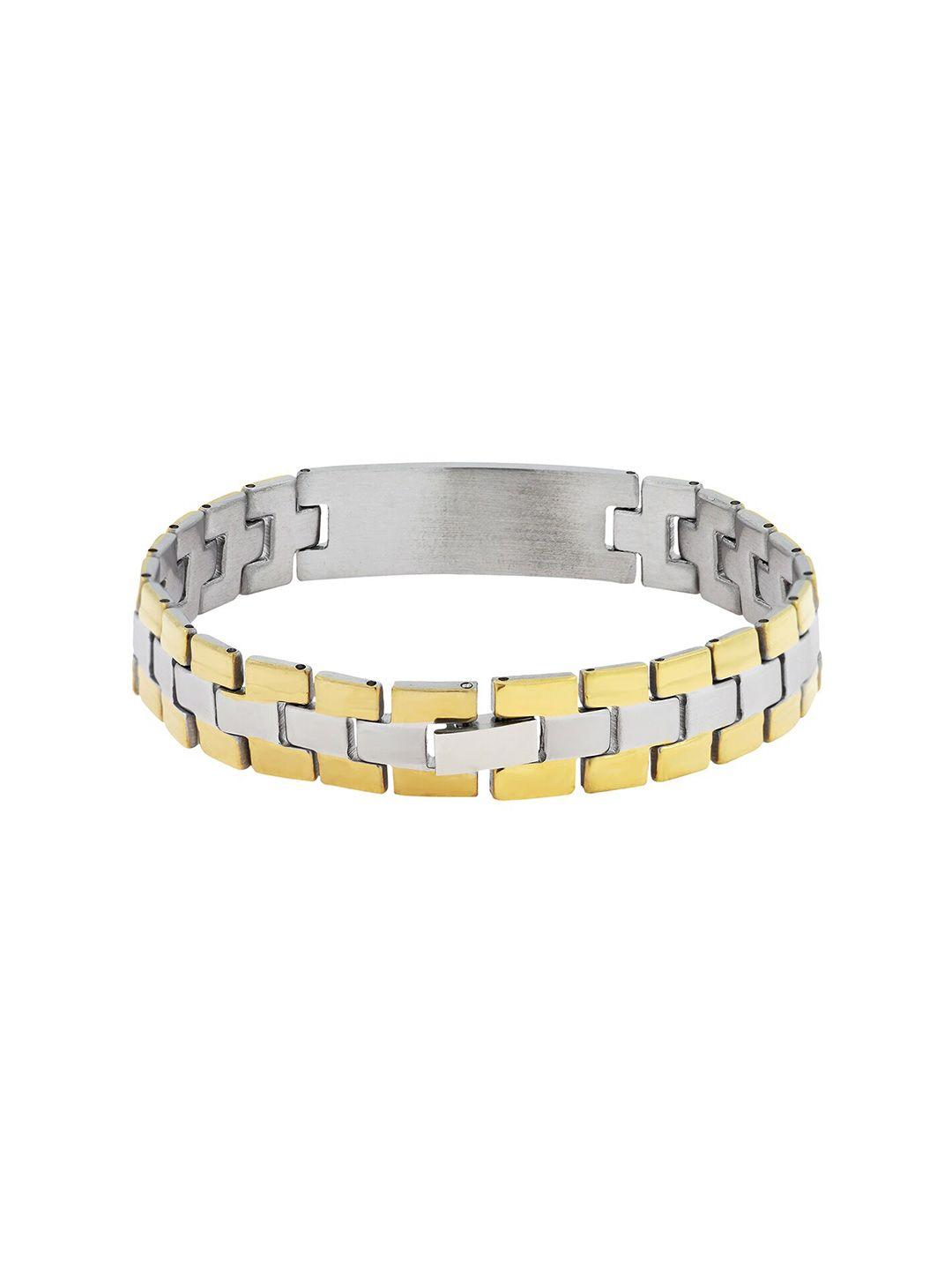 zivom men silver-toned & gold-toned silver-plated link bracelet