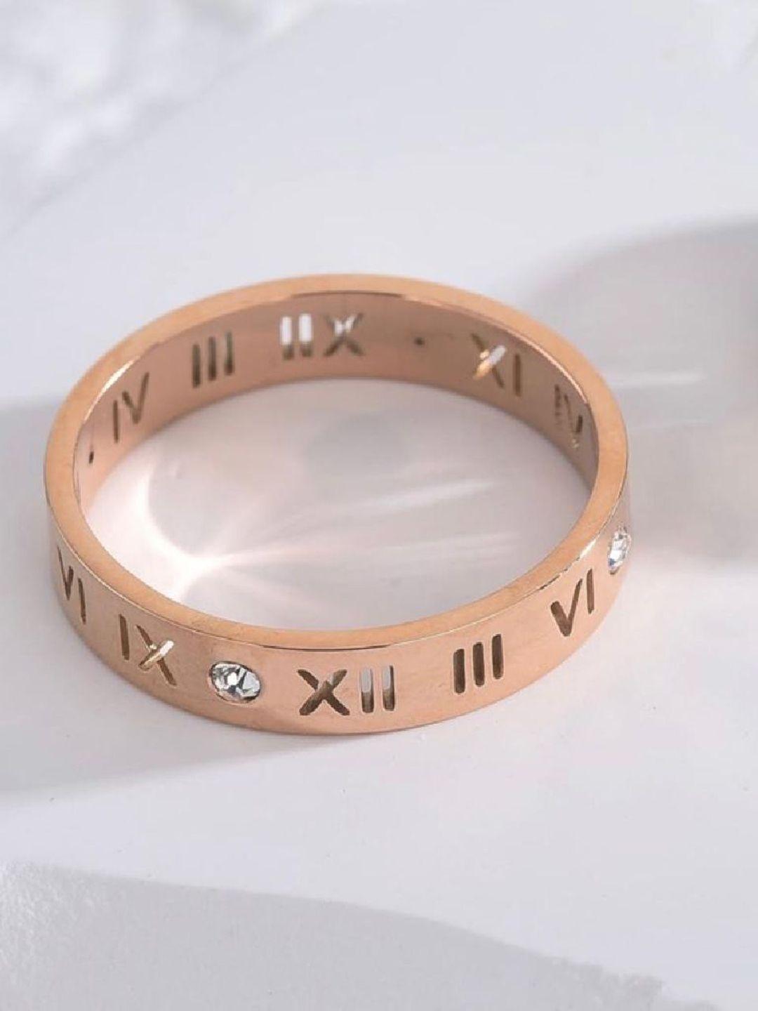 zivom rose gold-plated studded studded adjustable finger ring