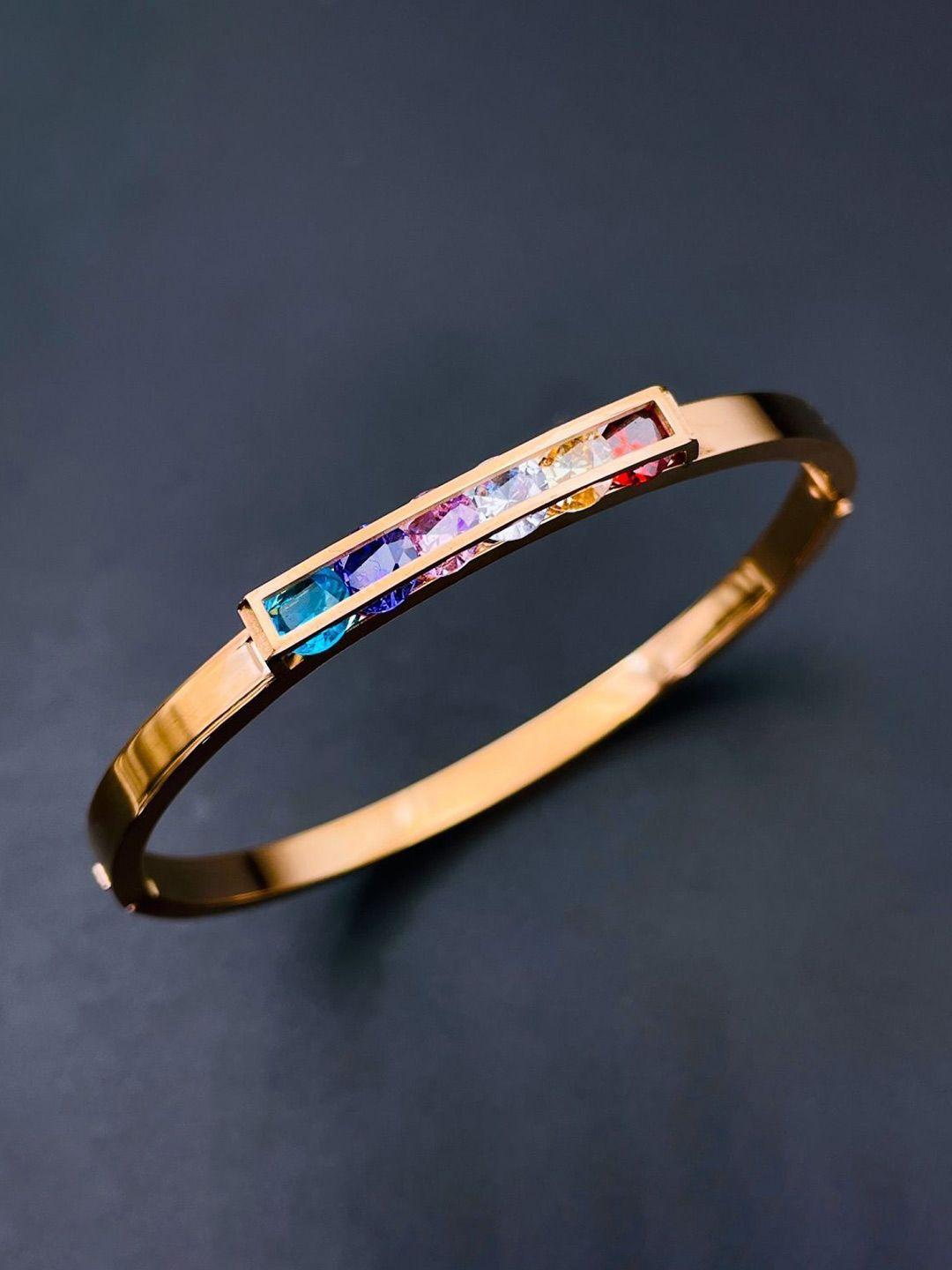 zivom women 18k rose gold-plated cubic zirconia bangle-style bracelet