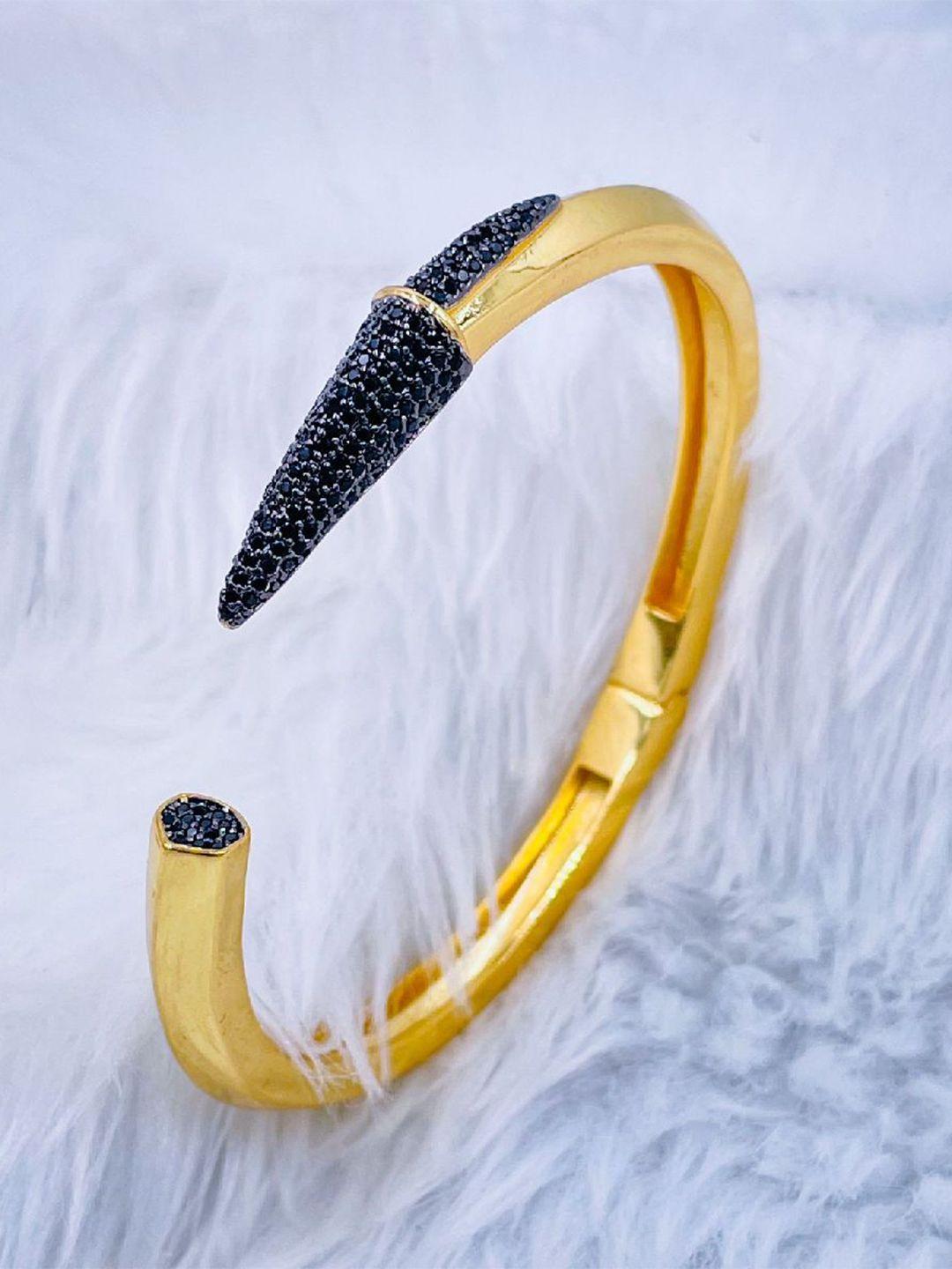 zivom women brass crystals gold-plated cuff bracelet