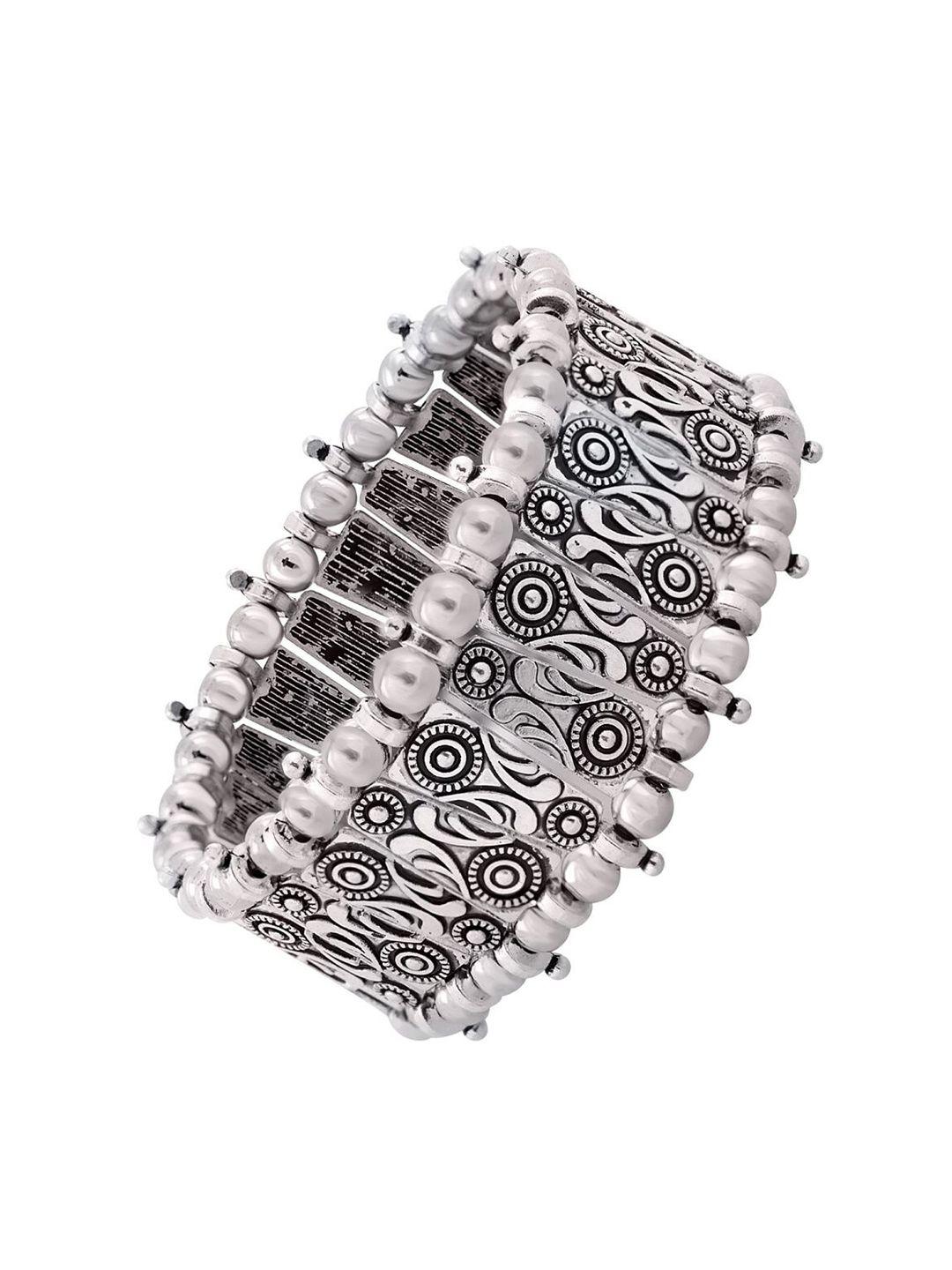 zivom women brass silver-plated kada bracelet