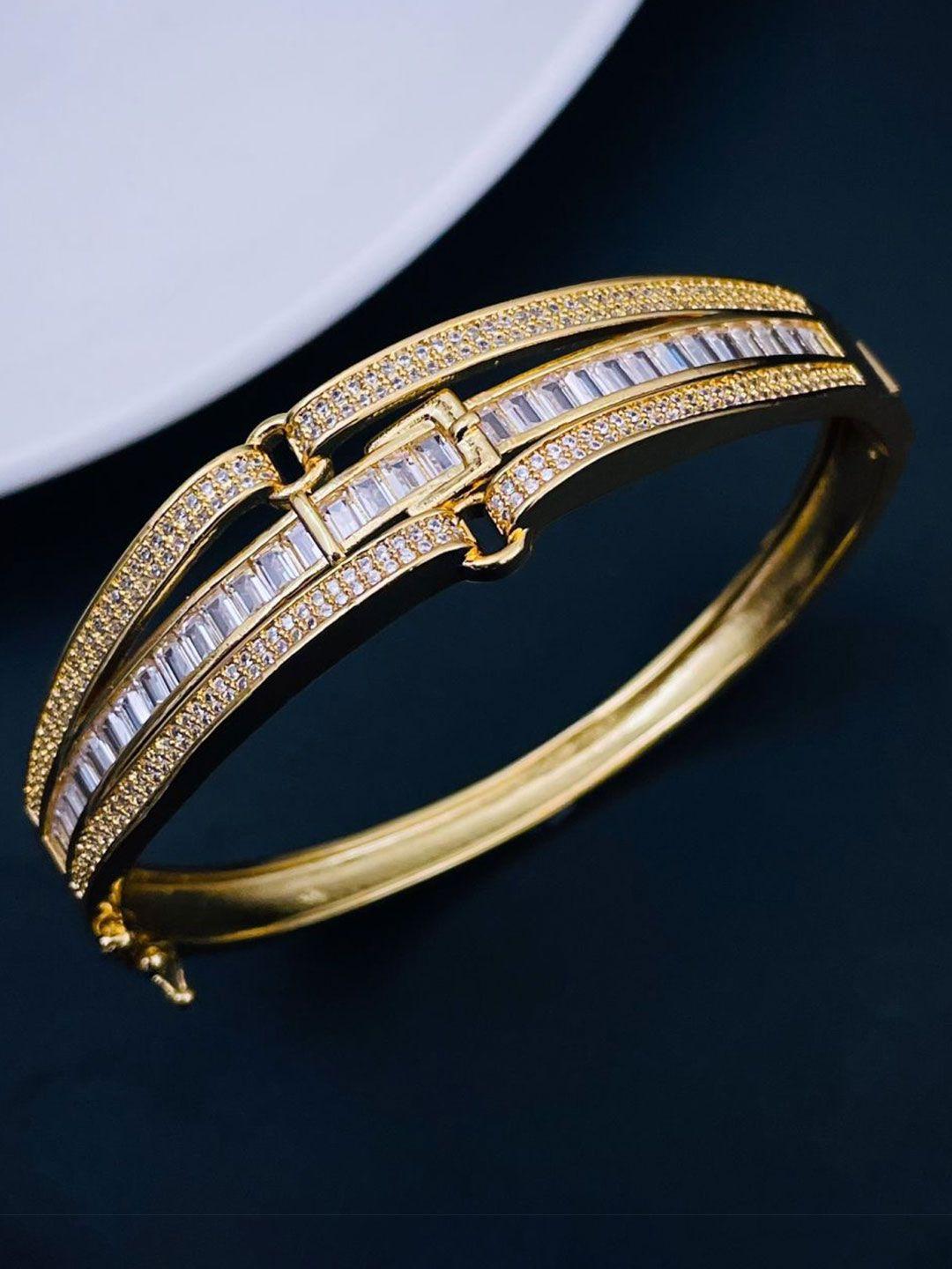 zivom women gold-plated brass cubic zirconia kada bracelet