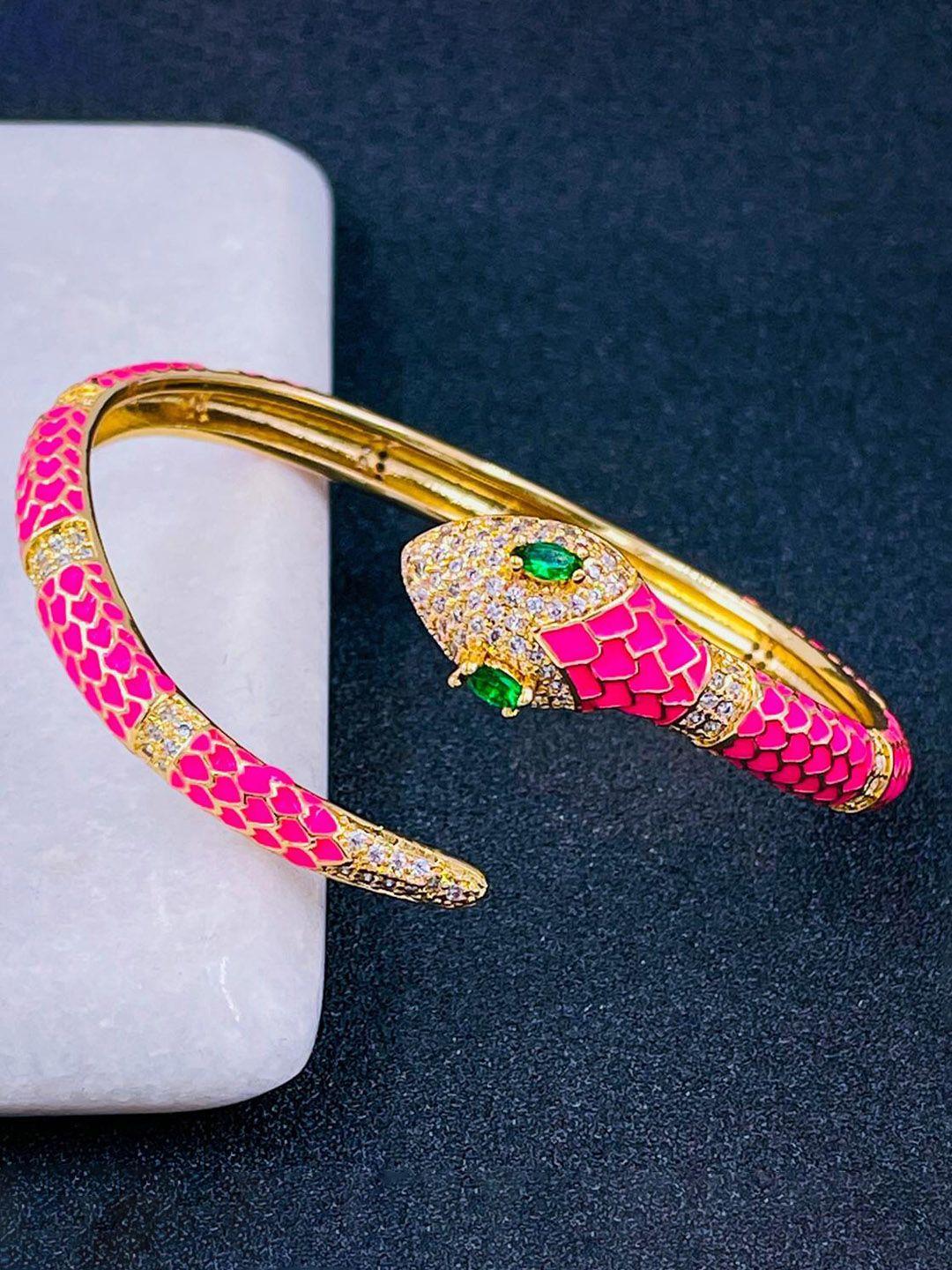 zivom women gold-plated cubic zirconia enamelled kada bracelet