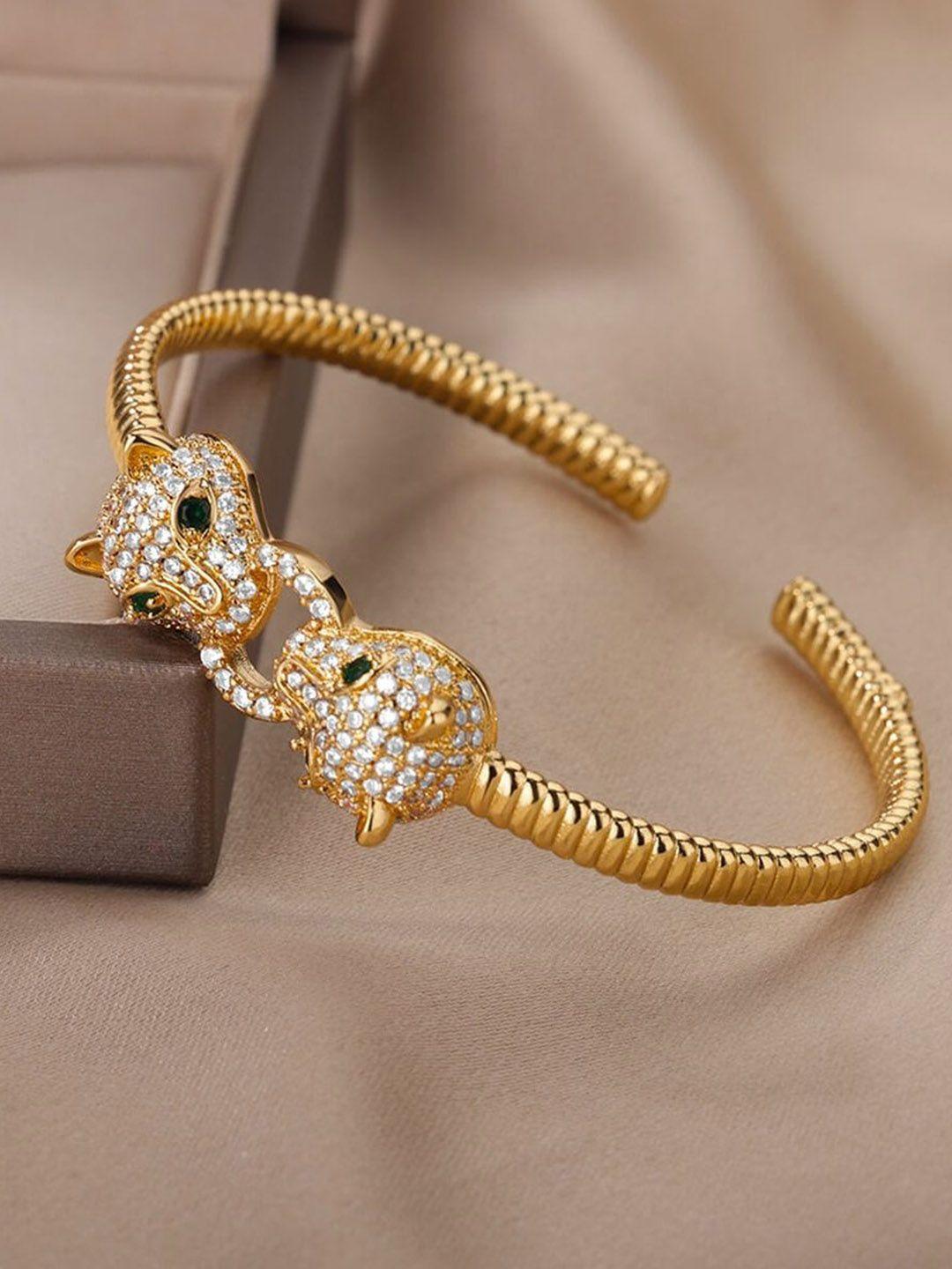 zivom women gold-plated cubic zirconia kada bracelet