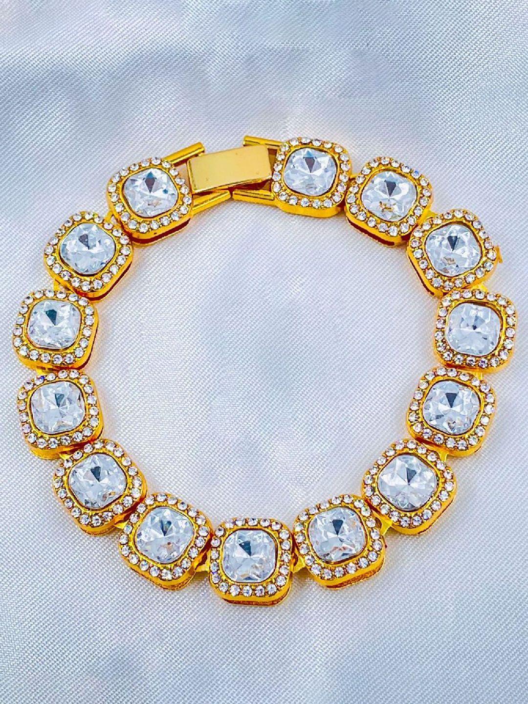 zivom women gold-plated rhinestone studded link bracelet