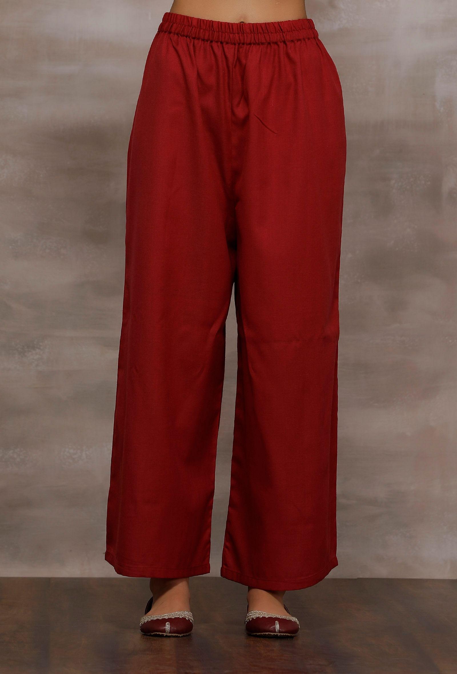 ziya magenta straight woollen straight pants