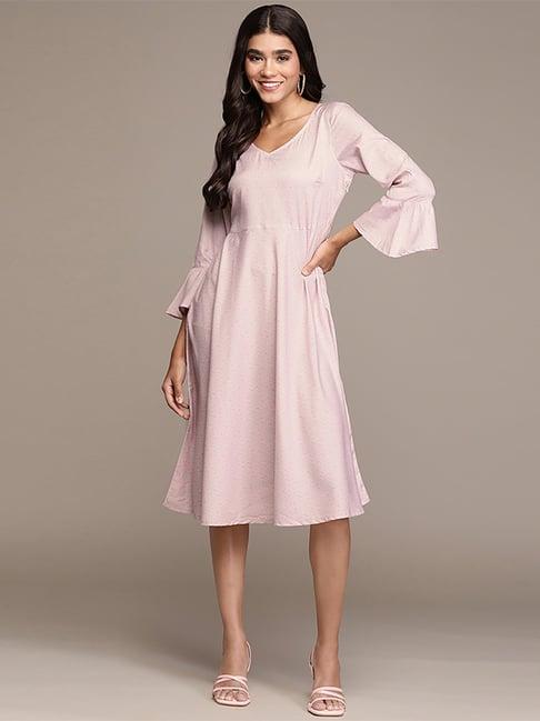 ziyaa pink floral print a-line dress