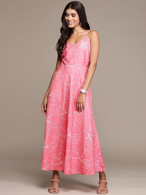 ziyaa pink floral print maxi dress