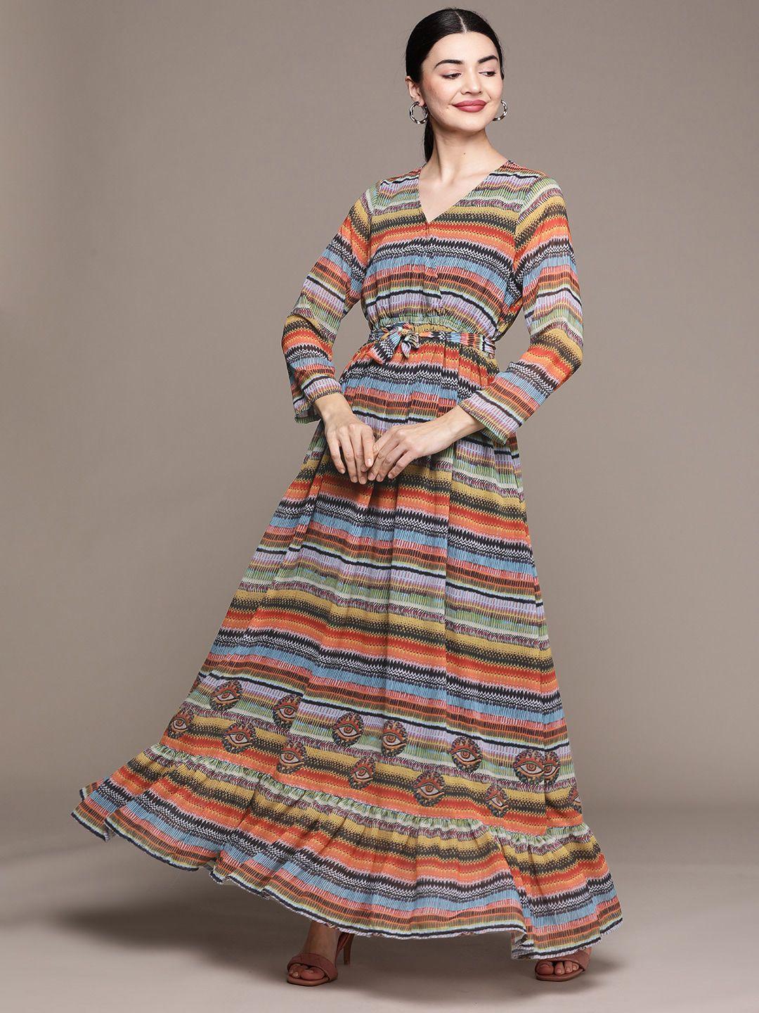 ziyaa printed georgette maxi dress