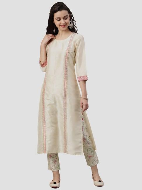 ziyaa beige straight kurta