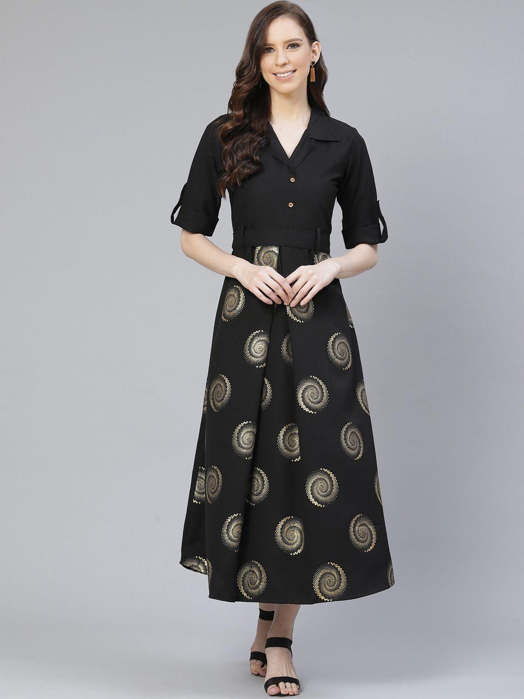 ziyaa black ethnic motifs ethnic maxi dress