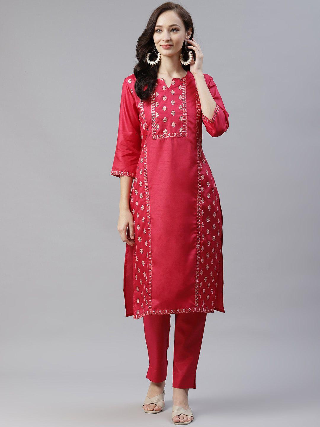 ziyaa ethnic motifs printed straight kurta