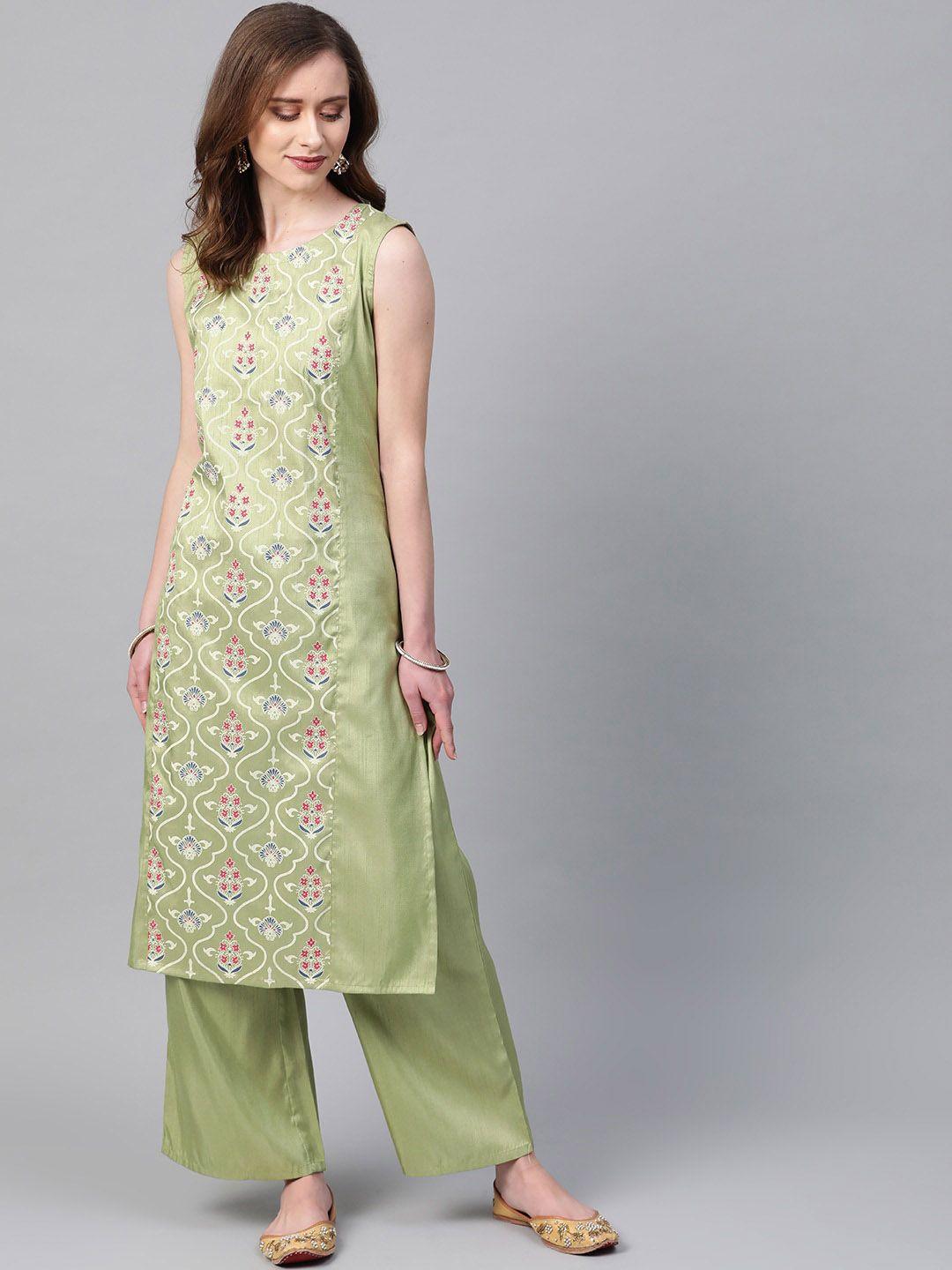 ziyaa floral embroidered thread work straight kurta