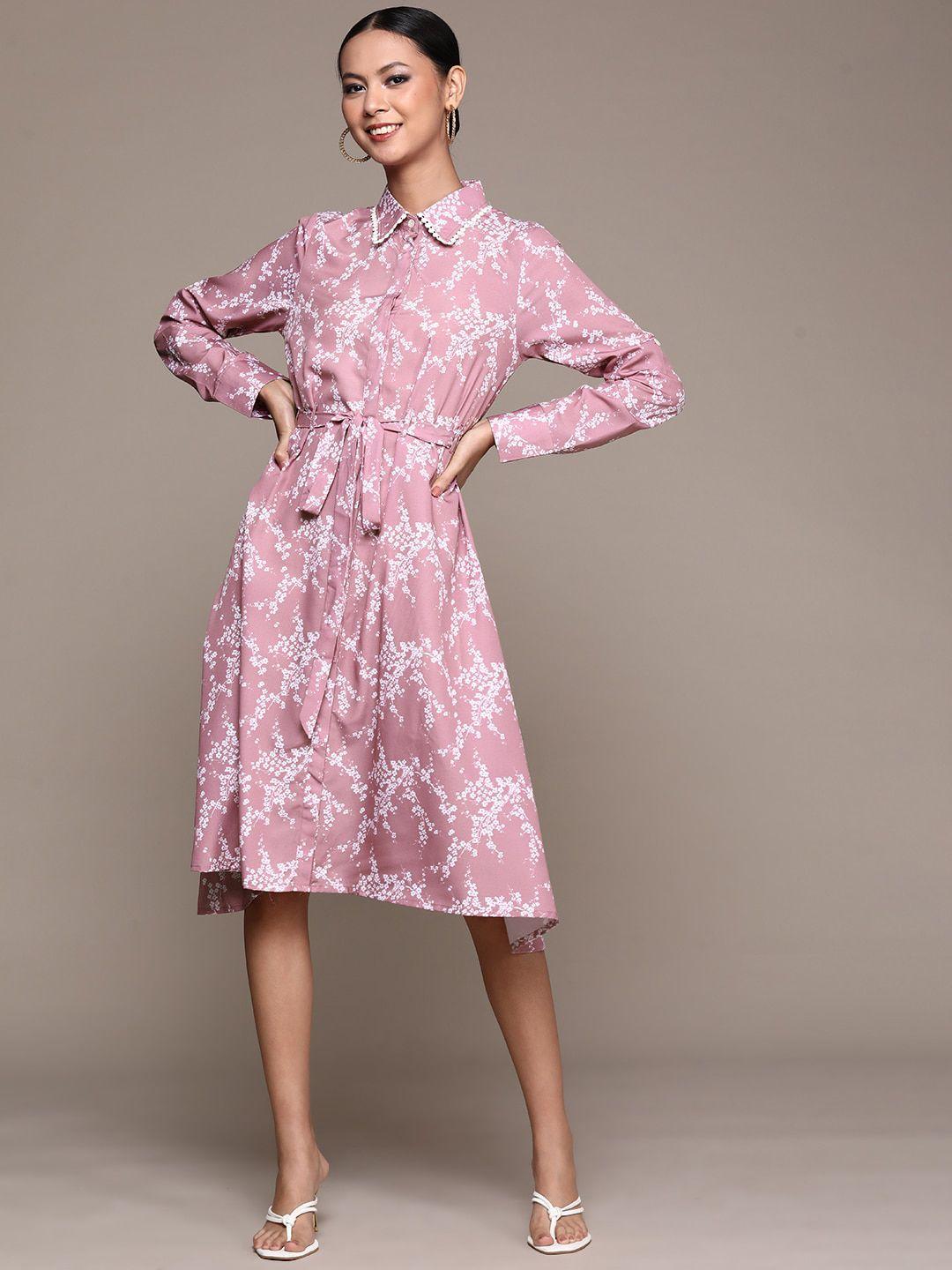 ziyaa floral shirt midi dress