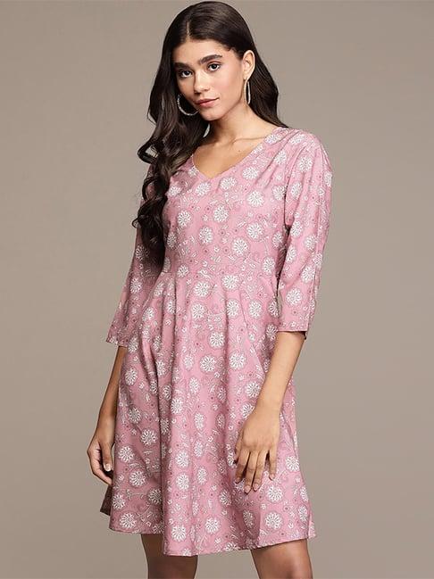 ziyaa pink floral print a-line dress