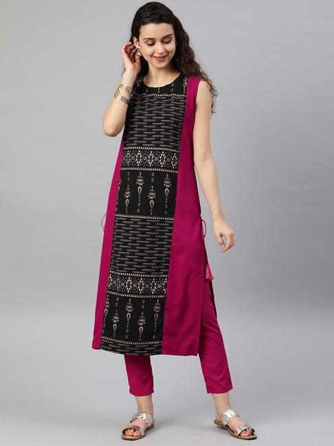 ziyaa pink printed kurta pant set