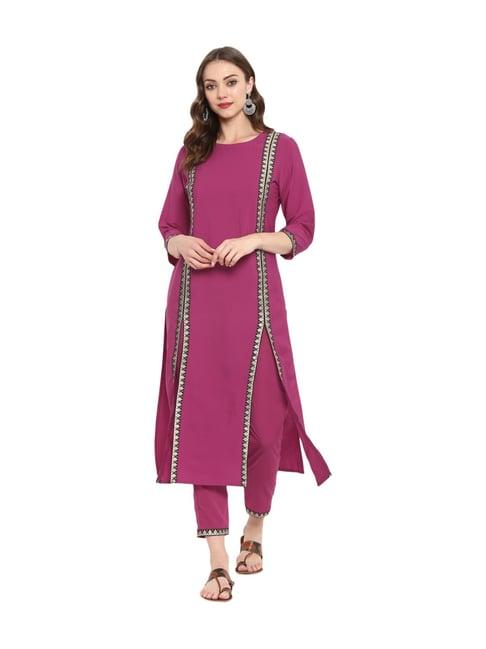 ziyaa pink printed kurti pant set