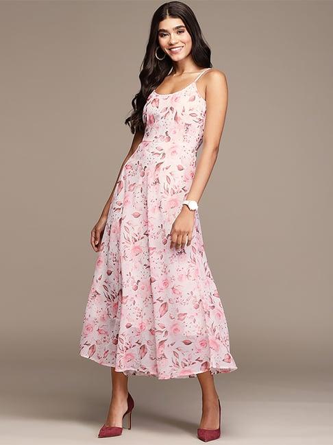 ziyaa white floral print a-line dress