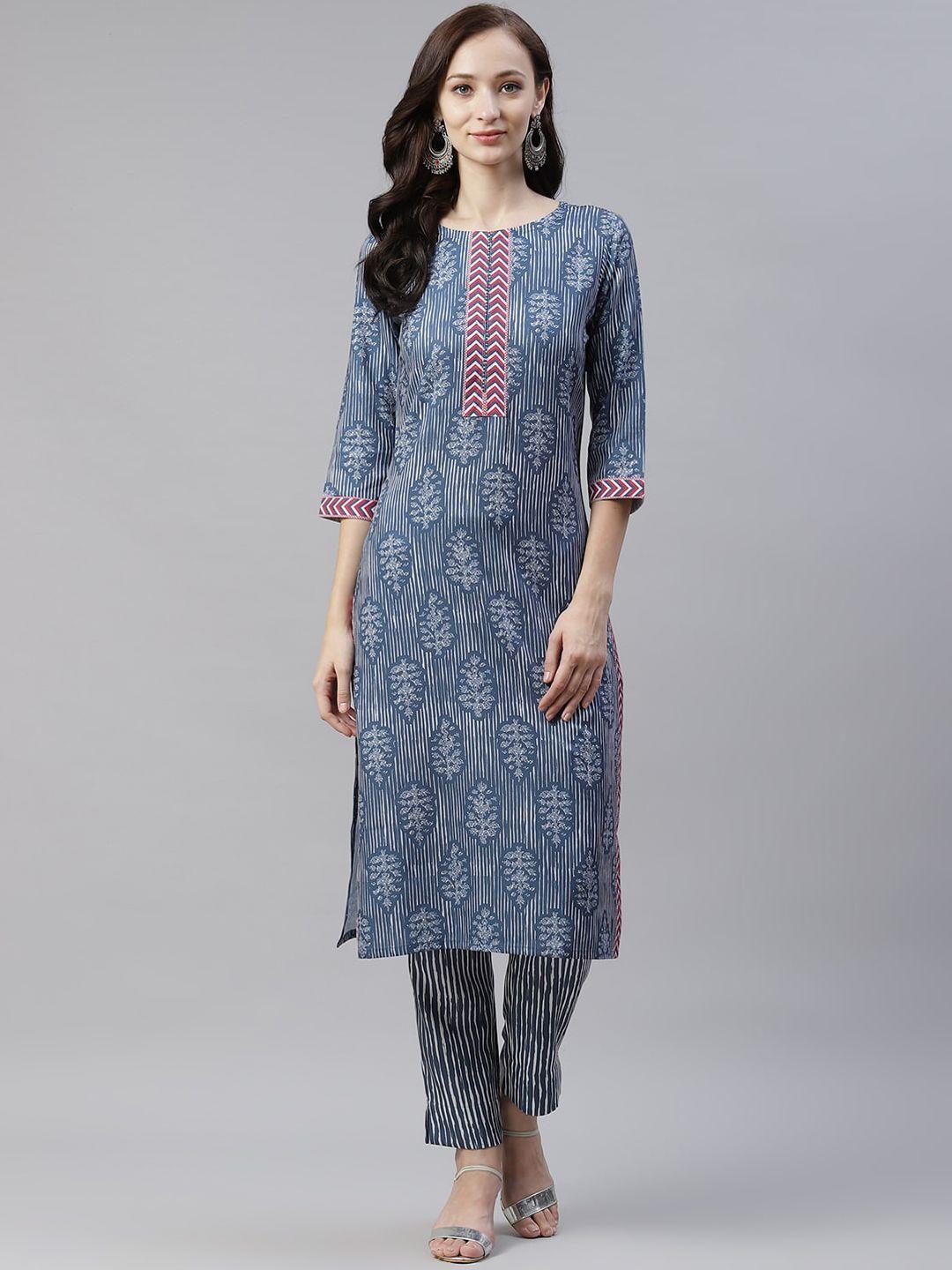 ziyaa women blue printed kurta