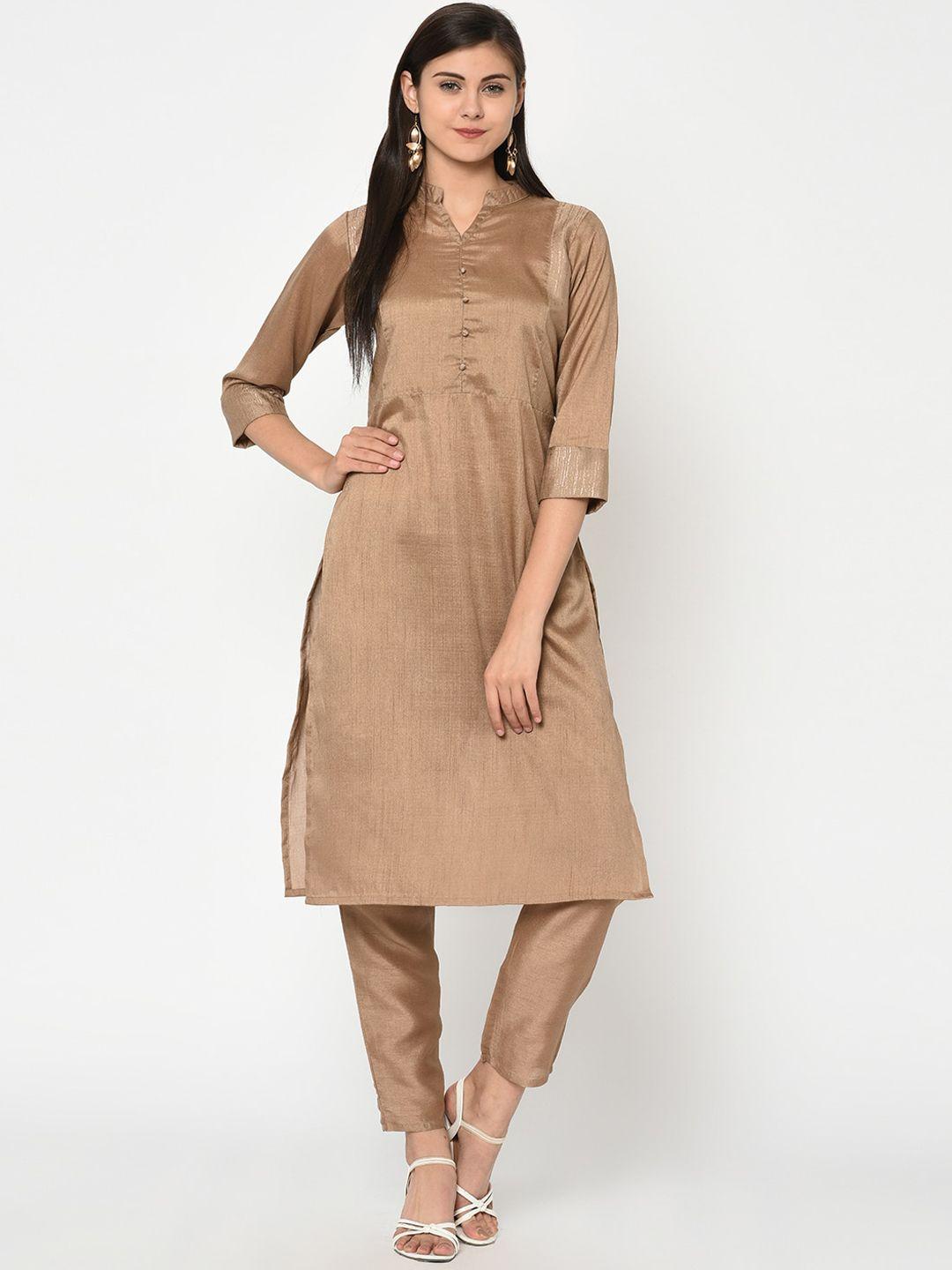 ziyaa women brown solid kurta