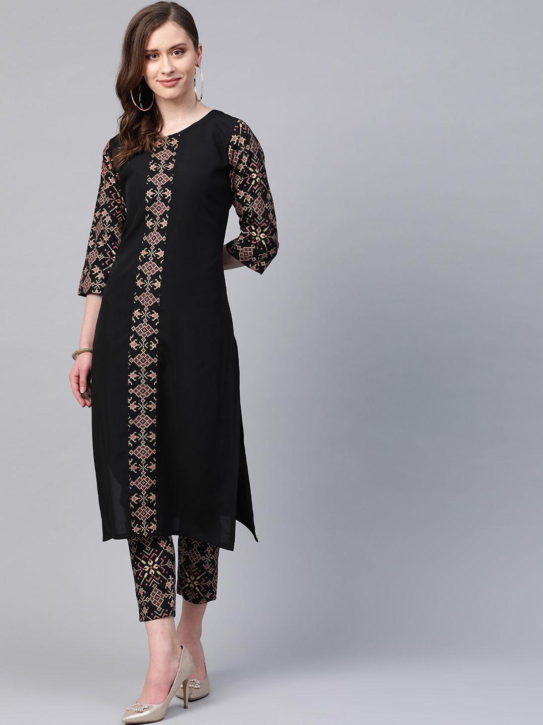 ziyaa women ethnic motifs printed crepe kurta