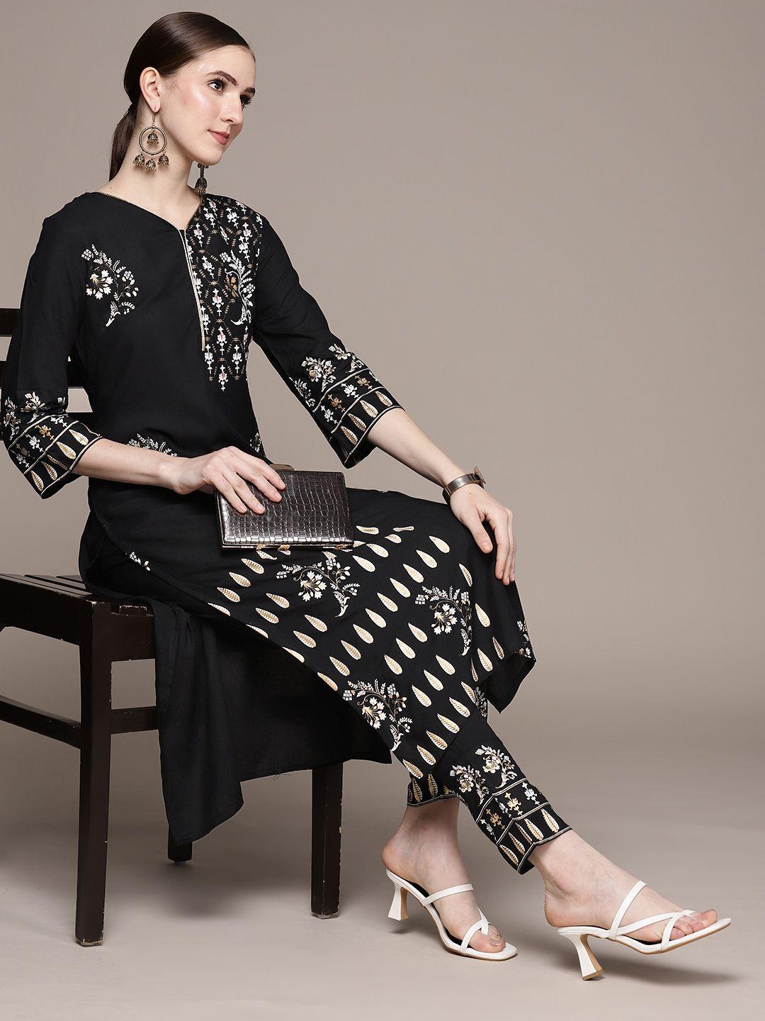 ziyaa womenav ethnic motifs printed kurta with trousers