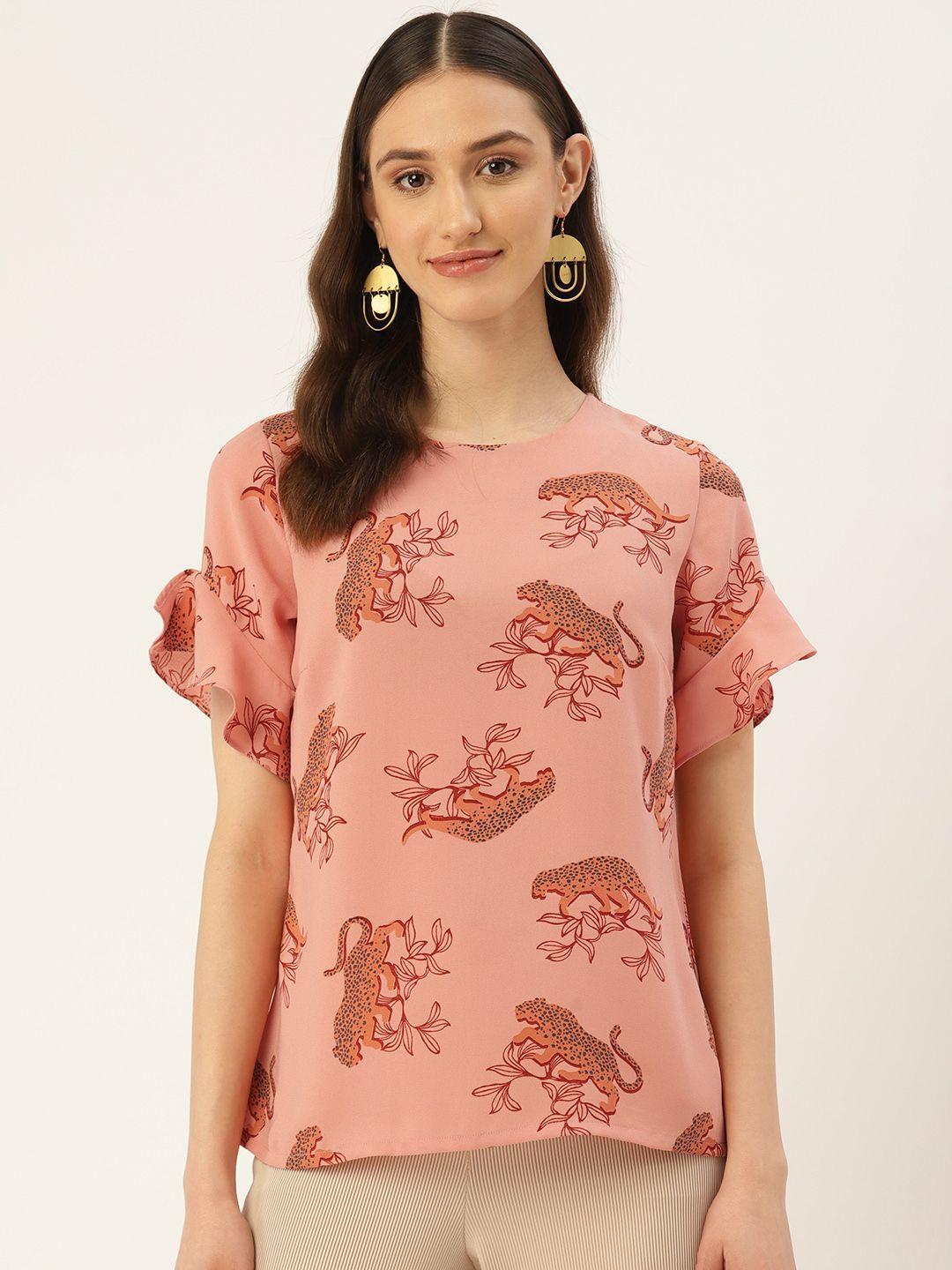 zizo by namrata bajaj animal print flared sleeve top