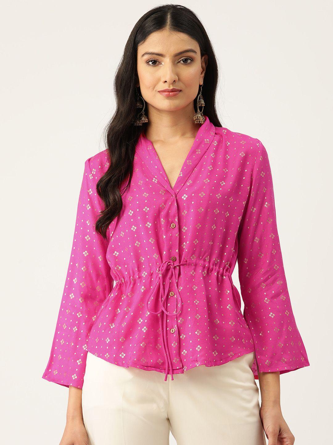 zizo by namrata bajaj ethnic motifs print slit sleeves liva ethnic top
