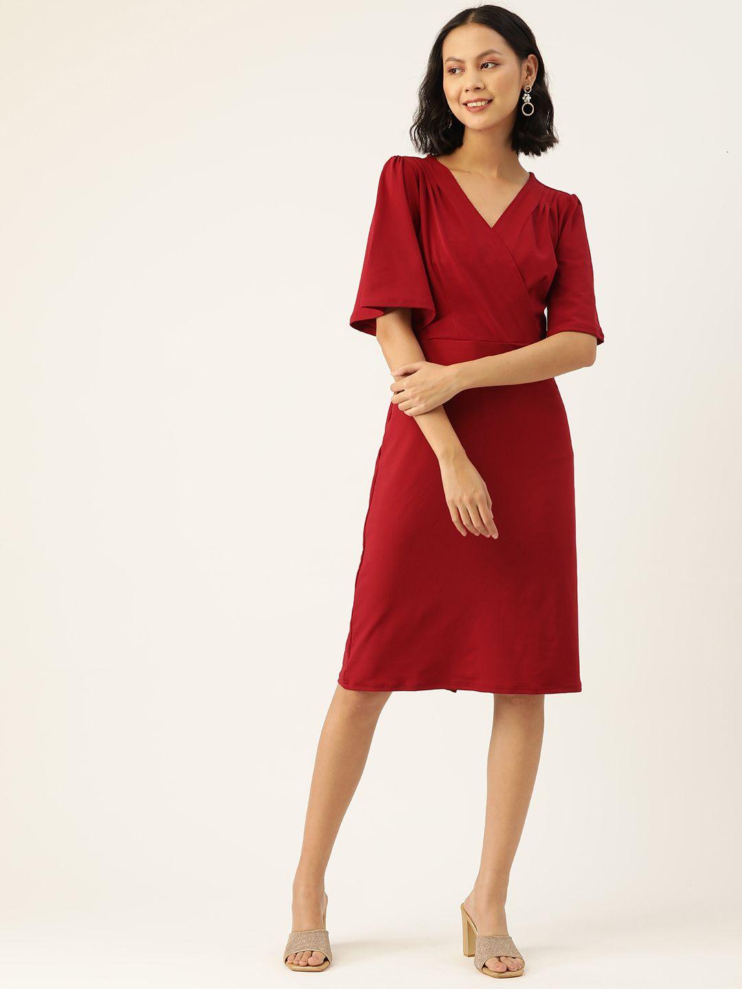 zizo by namrata bajaj maroon crepe dress