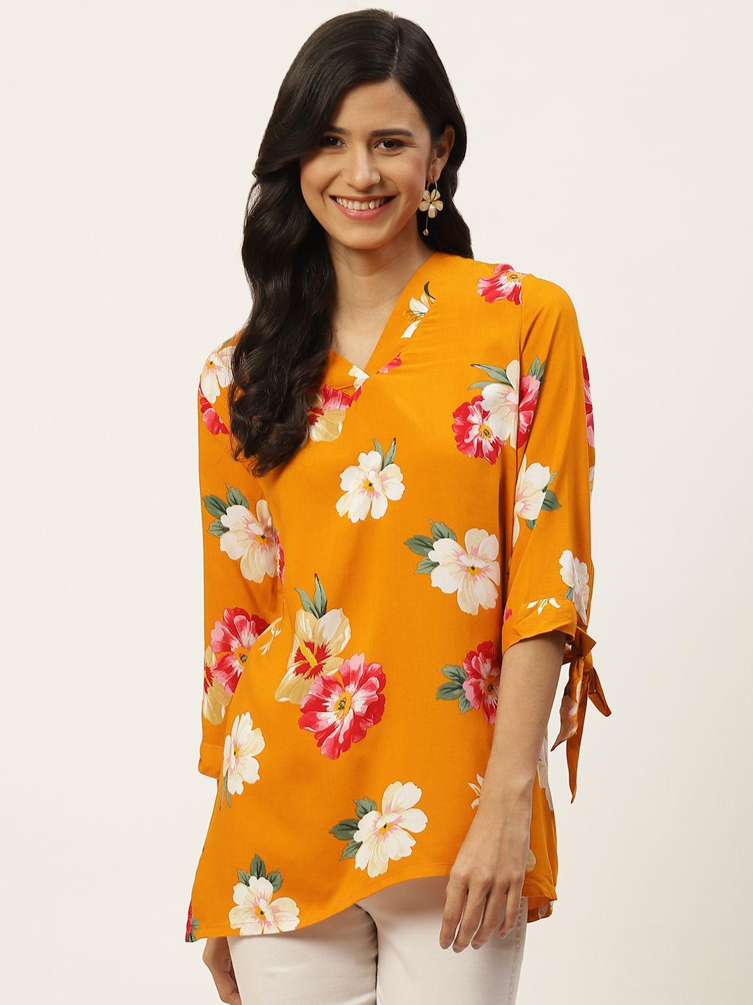 zizo by namrata bajaj mustard yellow floral print top