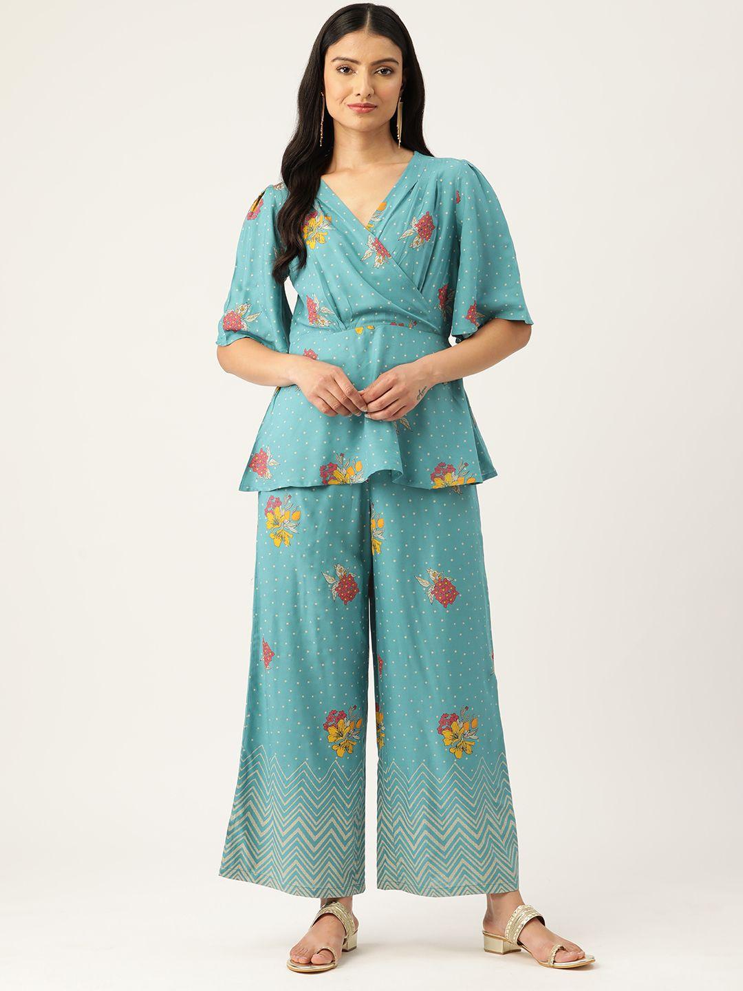 zizo by namrata bajaj polka dots printed pure cotton ethnic tunic with trousers