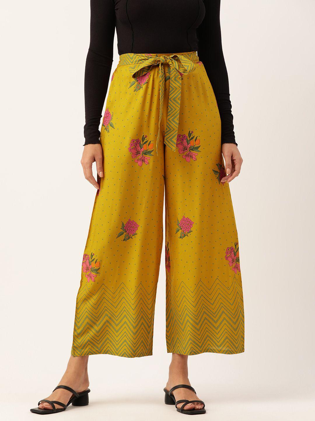 zizo by namrata bajaj printed comfort loose fit high-rise culottes trousers