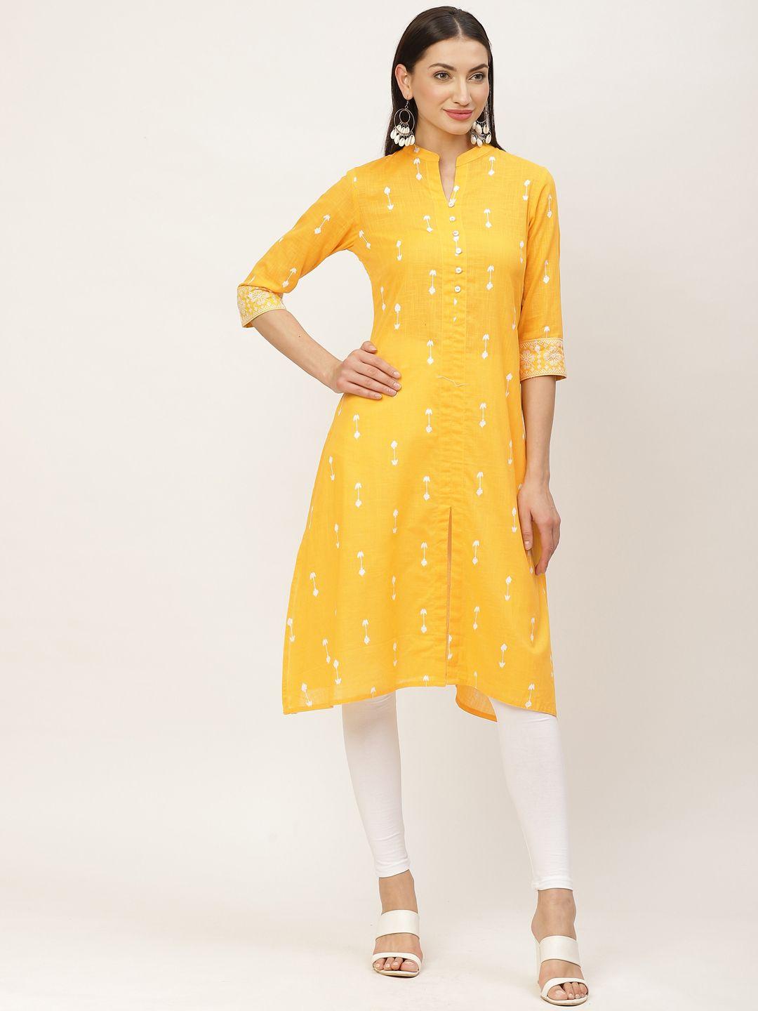 zizo by namrata bajaj women blue yellow & white printed a-line kurta