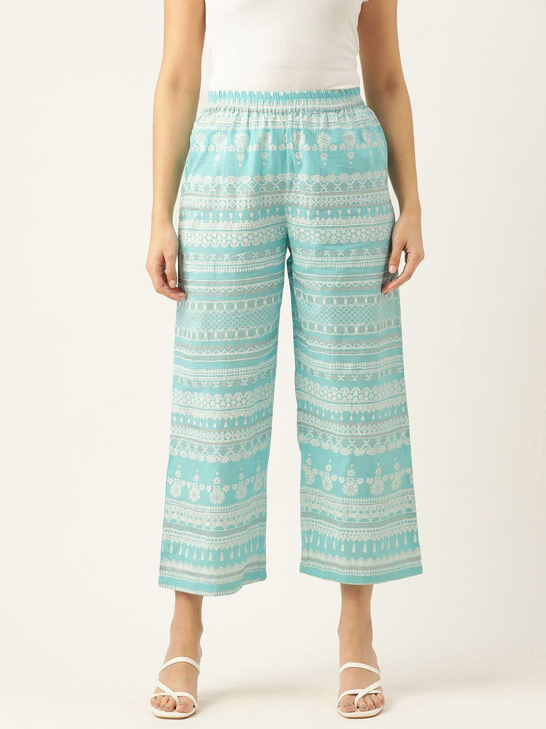 zizo by namrata bajaj women ethnic motifs printed comfort loose fit parallel trousers