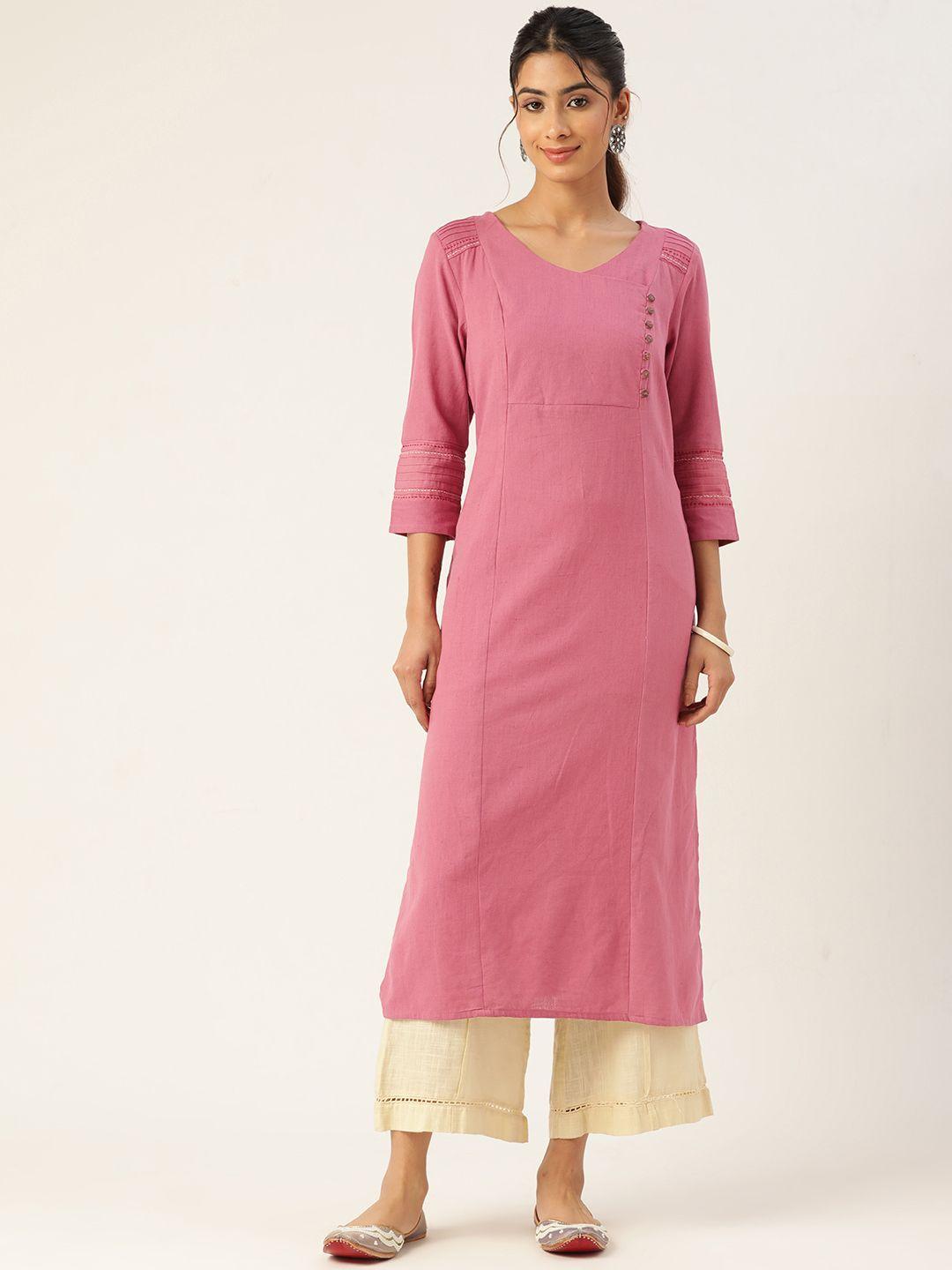 zizo by namrata bajaj women pastel cotton linen angrakha kurta